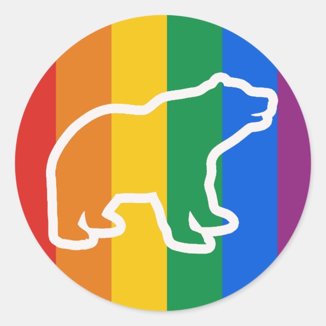 WHITE BEAR OUTLINE CLASSIC ROUND STICKER (Front)