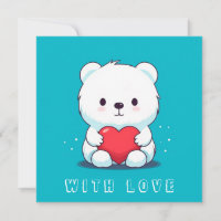 White bear with a heart, personalized