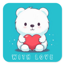 White bear with a heart, personalized