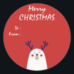 White Bear with Antlers Custom Christmas Gift Classic Round Sticker<br><div class="desc">White Bear with Antlers Merry Christmas Gift Label Personalized Sticker</div>