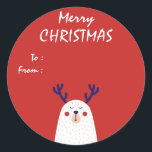 White Bear with Antlers Custom Christmas Gift Classic Round Sticker<br><div class="desc">White Bear with Antlers Merry Christmas Gift Label Personalized Sticker</div>