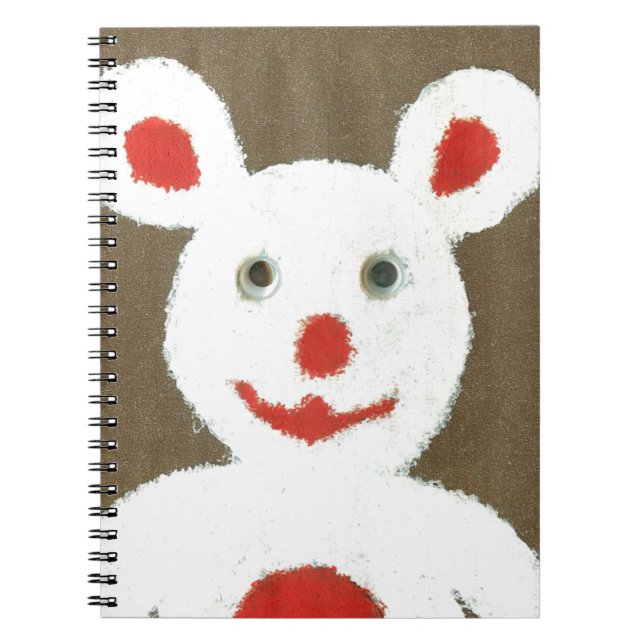 White Bear with Red Nose, Mouth, and Ears (Santa) Notebook (Front)