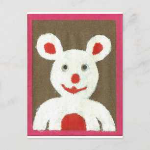 White Bear with Red Nose, Mouth, and Ears (Santa) Postcard