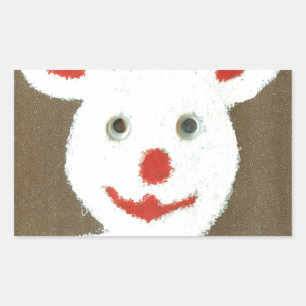 White Bear with Red Nose, Mouth, and Ears (Santa) Sticker