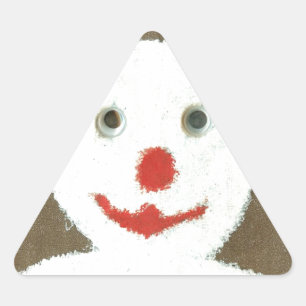 White Bear with Red Nose, Mouth, and Ears (Santa) Triangle Sticker