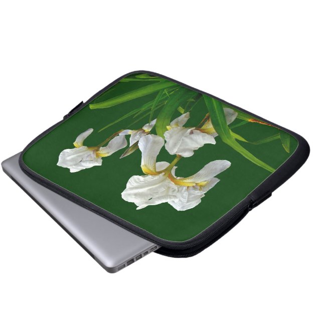 White Bearded Iris Blossoms Laptop Sleeve (Front Bottom)