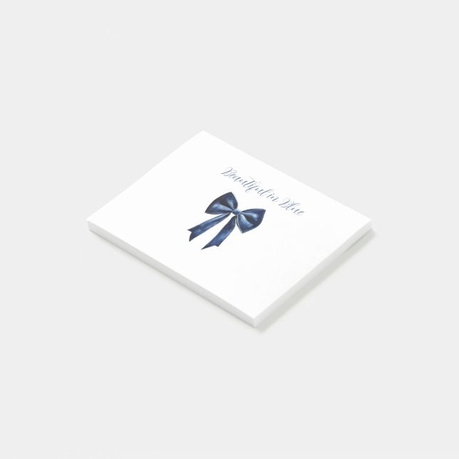 White Beautiful Blue Bow Post-it Notes (Angled)