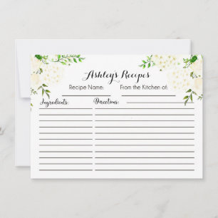 White Beautiful Floral Recipe cards