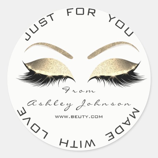 White Beauty Salon Glitter White Gold Thank You Classic Round Sticker