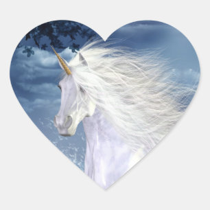 White Beauty Unicorn Heart Sticker