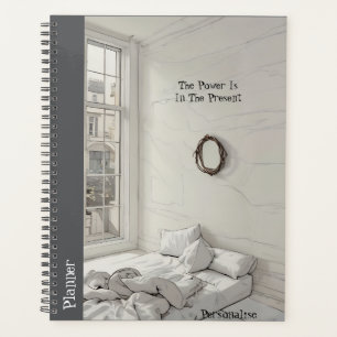 White Bedroom Decor Positivity Quote Grey Journal Planner