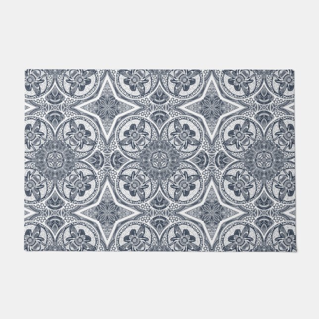 White Bee Mandala Pattern Doormat (Front)