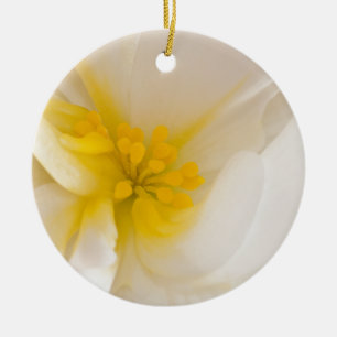 White Begonia Ceramic Ornament