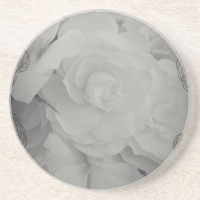 White Begonia Coaster (Front)