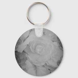 White Begonia Keychain