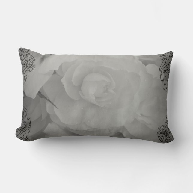 White Begonia Pillow (Front)