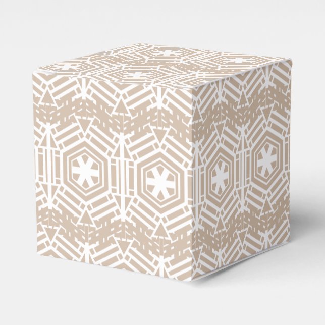 White beige tan pattern Christmas Holidays gift Favor Box (Front Side)