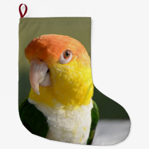 White Bellied Caique Parrot Large Christmas Stocking