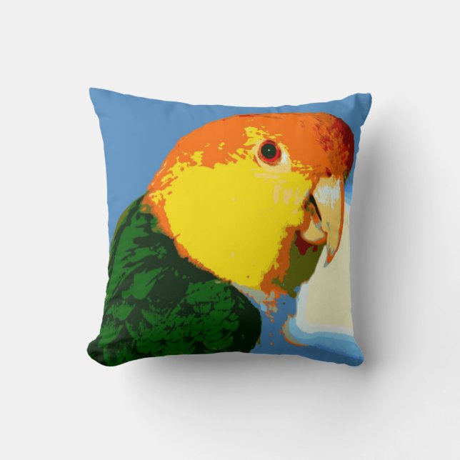White Bellied Caique Parrot Throw Pillow (Front)