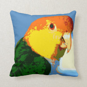 White Bellied Caique Parrot Throw Pillow