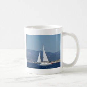 White Beneteau Sloop Coffee Mug