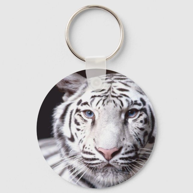 White Bengal Tiger Photography Keychain (Front)