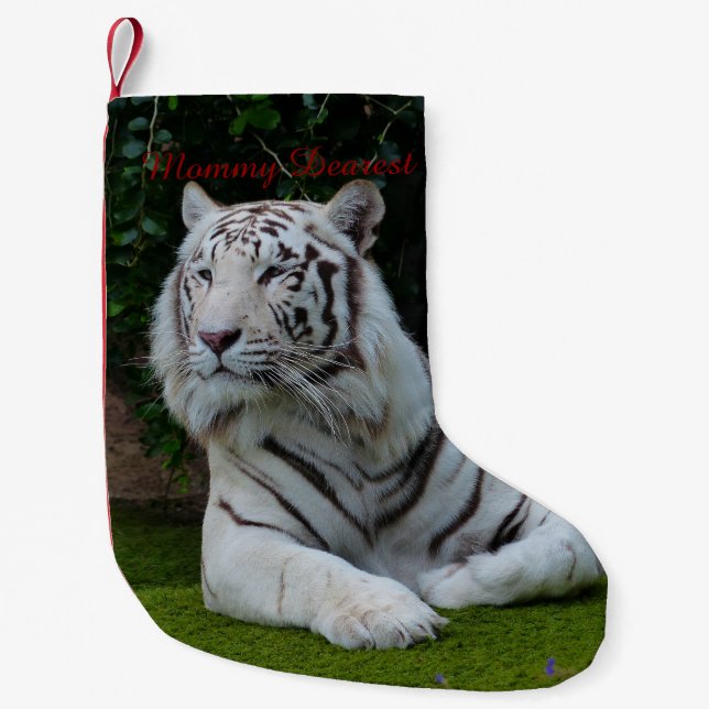 White Bengal Tiger Small Christmas Stocking (Front)