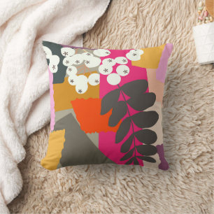 White Berries Colourful Colour Block Fun Summer  Throw Pillow