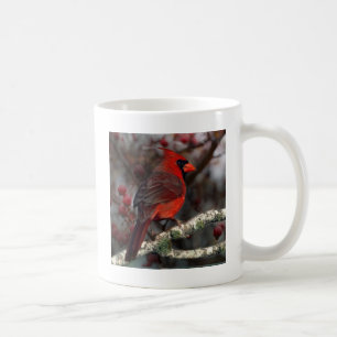 White Berries Primitive Christmas Red Cardinal Coffee Mug
