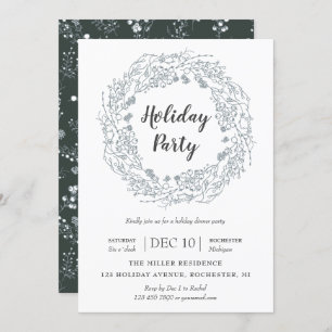 White Berries winter holiday wreath party Invitation