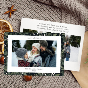 White Berry Botanical 3 photos Holiday Christmas  Card