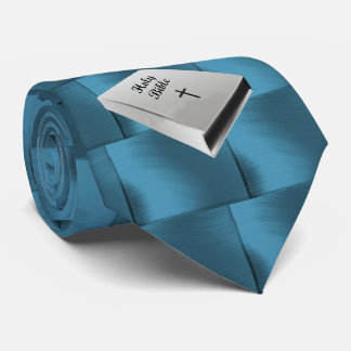 WHITe BIBLE -ON TEAL SQUARES  Tie