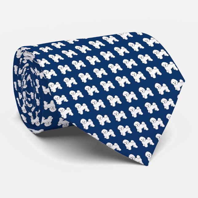 White Bichon Dog Puppy Dad Breed Gift Tie (Rolled)