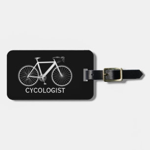 White Bicycle On Black Luggage Tag