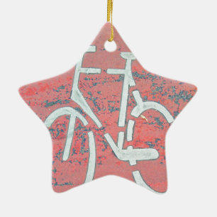 White Bicycle Red Street, Traffic Sign Bicycles Ceramic Ornament