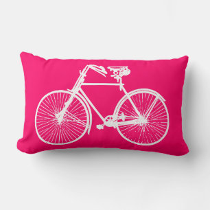 white bike bicycle Throw pillow pink