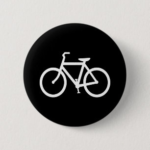 White Bike Route 2 Inch Round Button