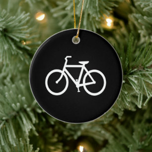 White Bike Route Ceramic Ornament