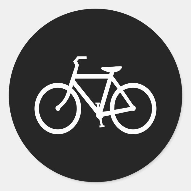 White Bike Route Classic Round Sticker (Front)