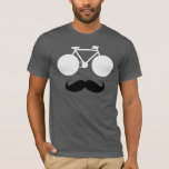 white bike with moustache T-Shirt<br><div class="desc">A face where the eyes are the bike wheels, with a black moustache. Moustache fashion idea for bikers</div>
