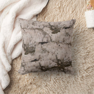 White Birch Bark Throw Pillow