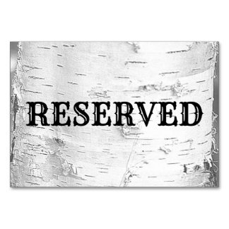 White Birch Bark Wedding Reserved Table Sign Table Number