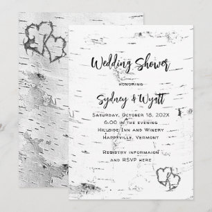 White Birch Bark Wedding Shower Invitation