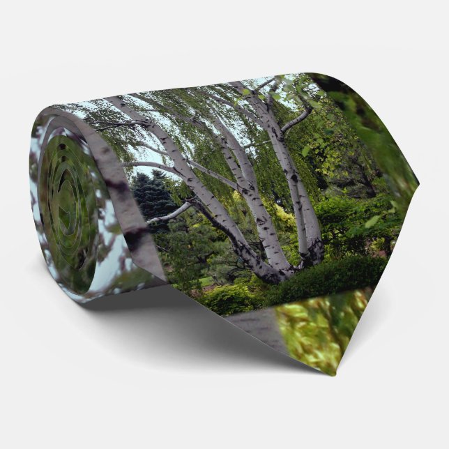 White Birch in Enchanted Lush Forest Tie (Rolled)