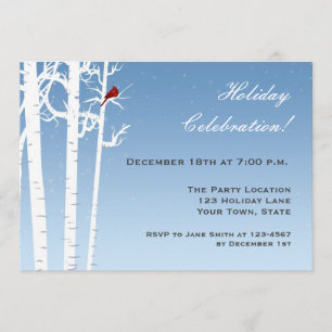 White Birch, Red Bird Seasonal Invitation