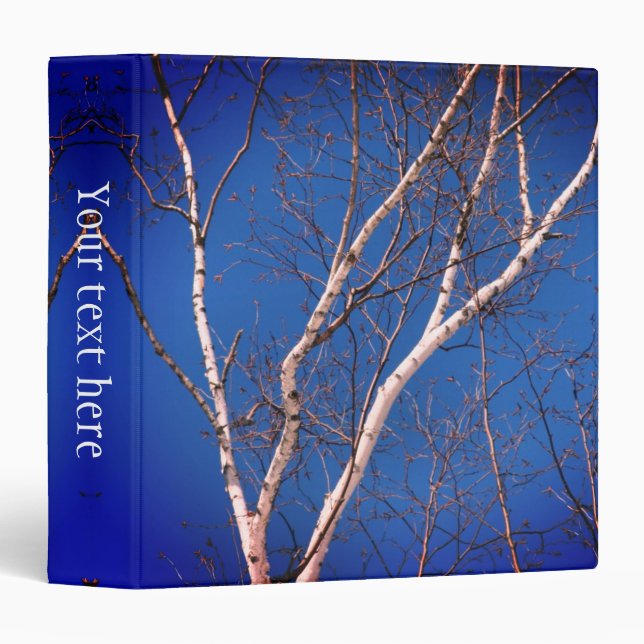 White Birch Tree Against Blue Sky Personalized Binder (Front/Spine)