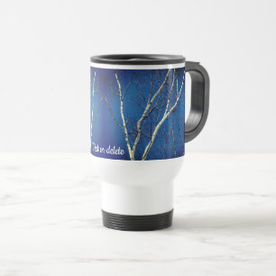 White Birch Tree Blue Sky Personalized Travel Mug