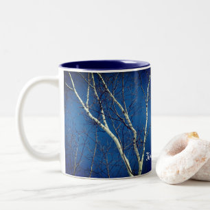 White Birch Tree Blue Sky Personalized Two-Tone Coffee Mug