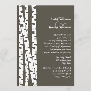 White Birch Tree/ Dark Brown Invitation