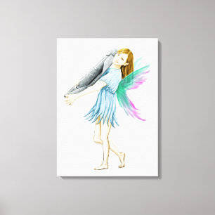 White Birch Tree Fairy Carrying Bark Canvas Print